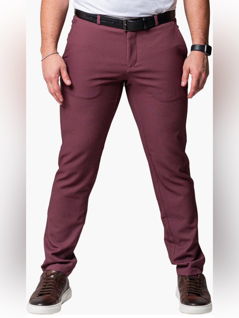 MACEOO Dot Red Slim Fit Four Way Stretch Pant 32